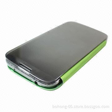 Flip Leather Cases for iPhone 5S, Base PC with IMD Design, Double Mirror Cover